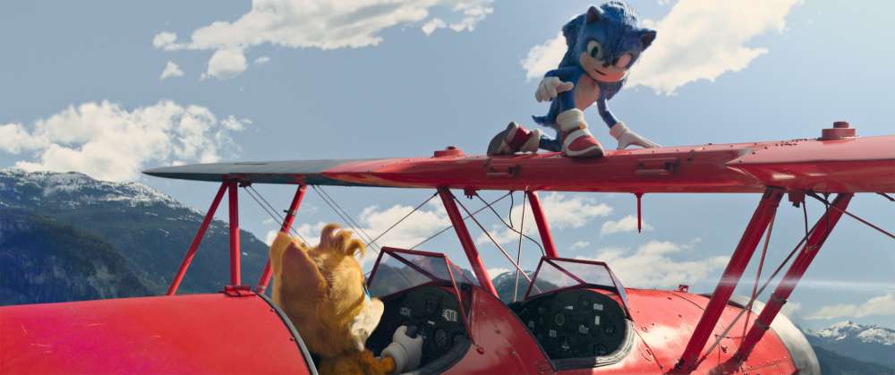 Sonic (Ben Schwartz) and Tails (Colleen O'Shaughnessey) in SONIC THE HEDGEHOG 2 from Paramount Pictures and Sega. Photo Credit: Courtesy Paramount Pictures and Sega of America.